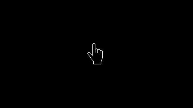 Cursor hand icon , Mouse Click Cursor Animation, Hand Pointer Clicking Motion Graphic on Black Background