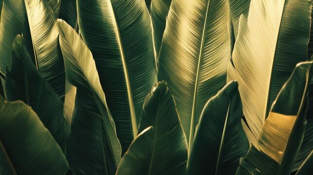 Close-up view of tropical foliage.