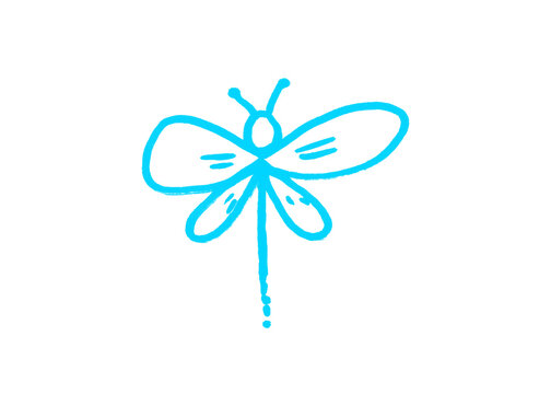 Hand drawn blue dragonfly line art minimalist illustration with dragonfly minimalist isolated decoration creative illustration backdrop background delicate