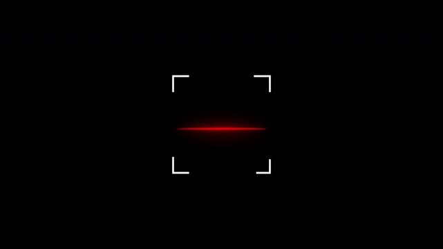 Animated glow red barcode scanner qr code isolated on transparent background 4K