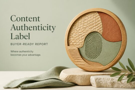 Content Authenticity Label with Natural 3D Circular Emblem