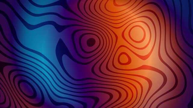 Abstract animated background with blue orange waves texture and flowing motion creating a optical illusion stripes or distorted lines effect, ideal for ads, digital art, or elegant corporate themes