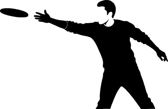 Man throwing a frisbee in action pose silhouette.