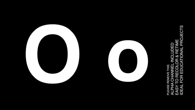 Letter O Educational Alphabet Animation for Preschool Kids with Alpha Channel, 4K