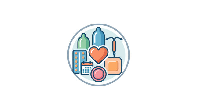 Contraception Methods and Family Planning Icons Illustration