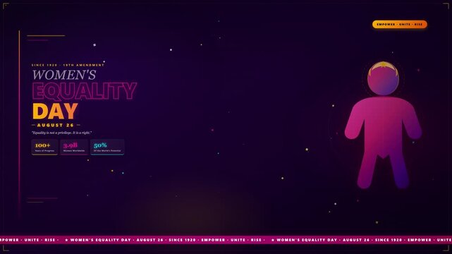 Women's Equality Day motion graphics background with 19th Amendment text