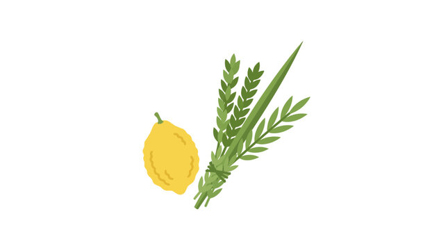 Minimalist Illustration of Lulav and Etrog for Sukkot Celebration