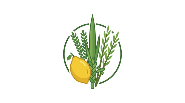 Minimalist Vector Illustration of Four Species for Sukkot Jewish Holiday
