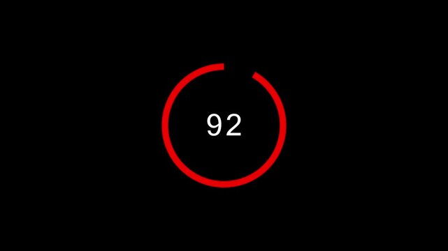 Down countdown from 100 to 0 on ,number counter loading bar animation of 100 to 0, 100 percent rendering, counting number from 0 to 100 simple counter on a black background animation.