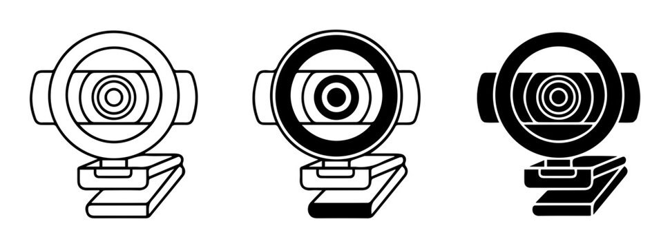 Webcam Icons, Digital Camera Clip Mount, Online Communication Devices, Video Conferencing Equipment, Streaming Technology