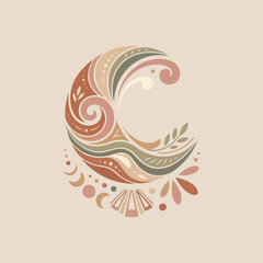 Obraz premium An abstract crescent moon illustration with soft earthy color tones
