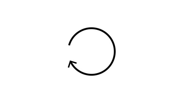  Circular arrow icon pointing in opposite directions white and black background animation.