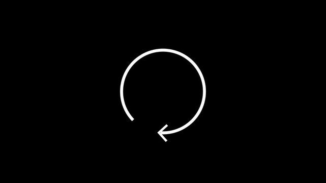  Circular arrow icon pointing in opposite directions white and black background animation.