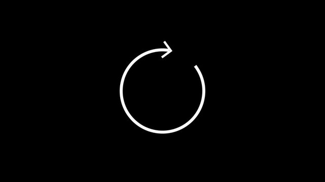  Circular arrow icon pointing in opposite directions white and black background animation.