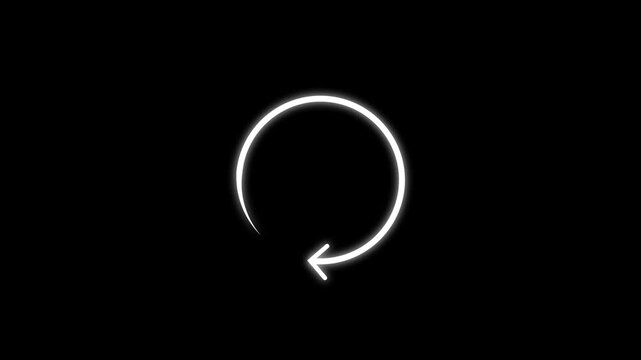  Circular arrow icon pointing in opposite directions white and black background animation.