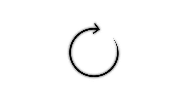  Circular arrow icon pointing in opposite directions white and black background animation.