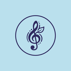 Fototapeta premium A dark blue musical clef icon on a light blue background