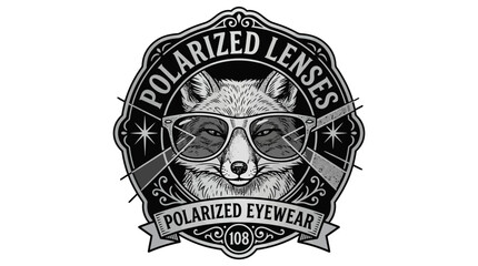 Fototapeta premium Cool Fox Wearing Sunglasses with Polarized Lenses, Emblem Style