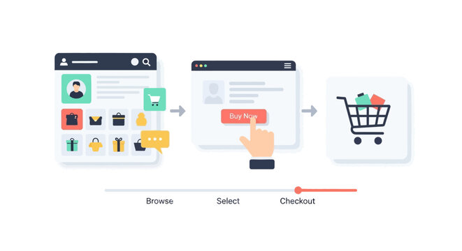 Ecommerce Shopping Cart Icon With Social Media Logos.