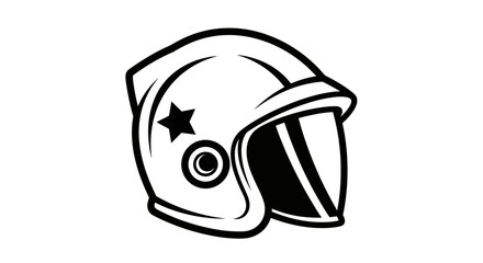 Fototapeta premium Vintage Motorcycle Helmet Illustration with Visor and Star Decal, Retro Biker Safety Gear Graphic Element