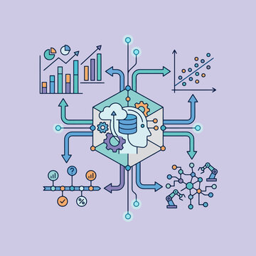 An infographic showing artificial intelligence and data analysis