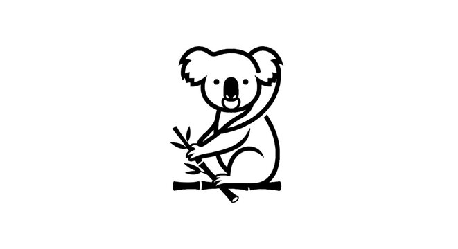 Cute koala bear sitting on a bamboo branch illustration.