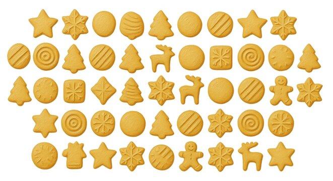 Flat lay of premium Christmas shortbread cookies isolated background painters