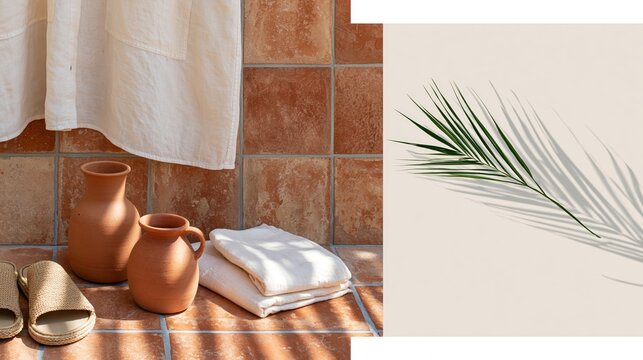 Terracotta Spa Still Life with Ceramics