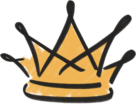 Hand drawn doodle gold crown sketch collection set