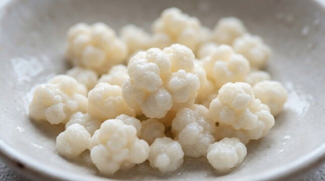 Kefir grains macro texture.