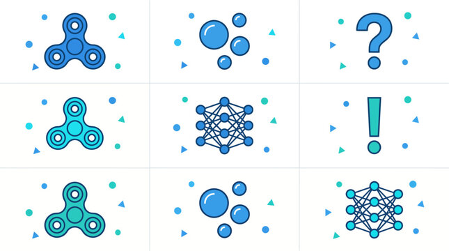 fidget spinner vector illustration or abstract technology themed vector design with spheres and networks