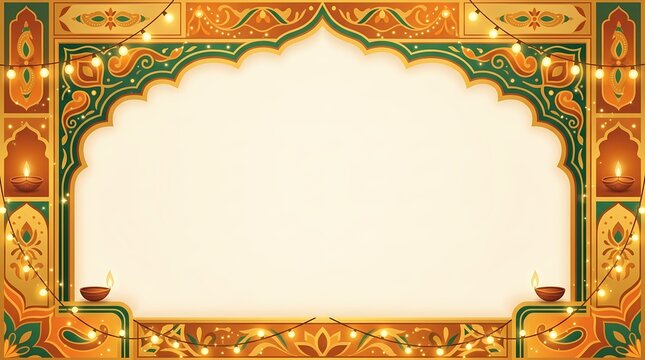 Diwali celebration frame background with decorative border and lamps