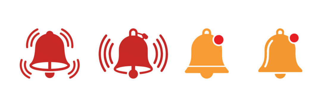 Bell Notification Icons Flat Vector Illustration On White Background