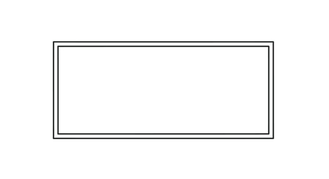 Minimalist Black Rectangular Double Border Frame Isolated on White