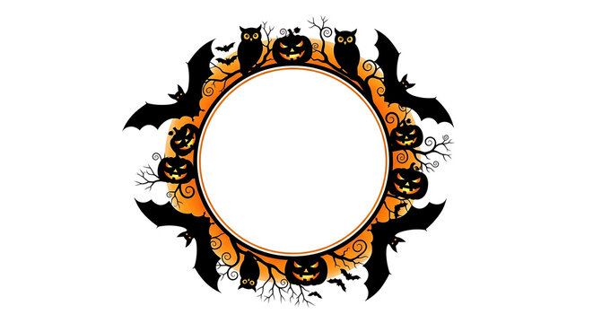 Halloween jack o lantern border with bats