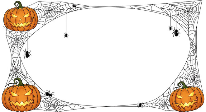 Halloween pumpkin border frame with spooky twigs