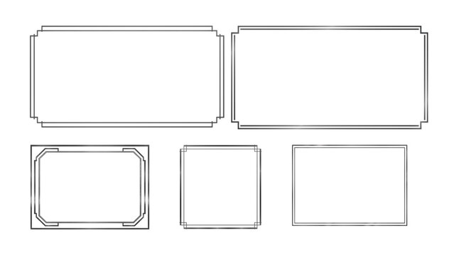 Set of 5 Minimalist Rectangular Frame Borders Vector SVG Isolated Transparent Background