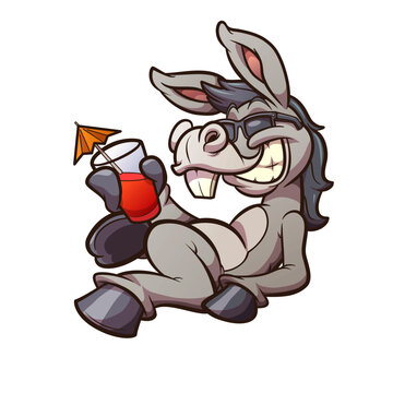 Vacation donkey cartoon character vector illustration