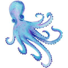 Watercolor Octopus Isolated on Transparent Background © Mona Nabhan