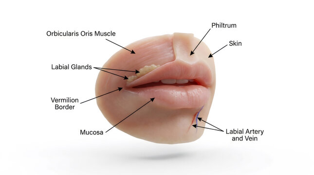 Anatomical diagram of human mouth and lip structure