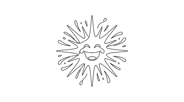 Happy Starburst Character Laughing Outline Drawing