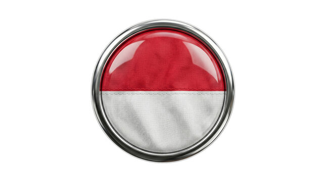 Indonesia Flag Round Metallic Button Icon &ndash; Glossy 3D Badge Bicolor Emblem for Travel, UI and Design