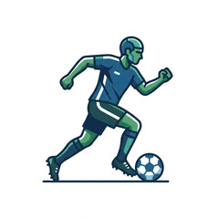Fototapeta premium Soccer Player Running with Ball Pixel Art Style.
