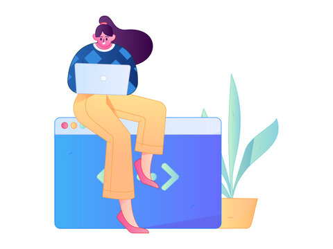 Programming teaching development flat character vector concept operation hand drawn illustration
