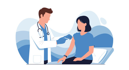 Fototapeta premium Medical Professional Administering an Injection to a Patient in a Modern Illustration