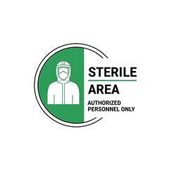 Fototapeta premium Sterile area sign with healthcare worker icon.