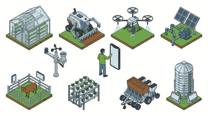 Naklejka premium Smart Farming Technology and Agriculture Innovations Illustrated.