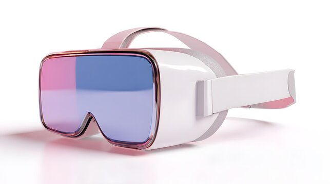 Virtual Reality or VR 3d render realistic model in isolate white background. VR Glasses for 360 environment games or simulation training. on isolate white background