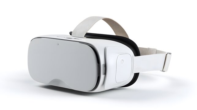 Virtual Reality or VR 3d render realistic model in isolate white background. VR Glasses for 360 environment games or simulation training. on isolate white background