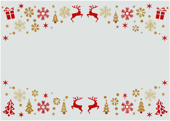 Christmas ornament pattern with snowflakes reindeer and gift boxes vector illustration © Lovely